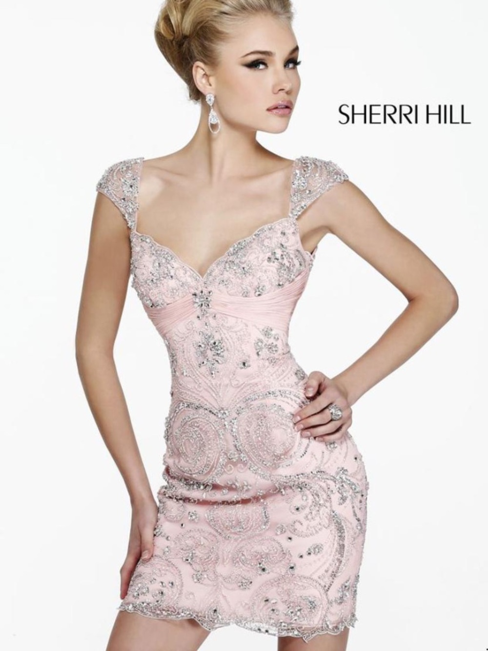 Sherri Hill Jewel embellished Formal/ Prom Dress in pink